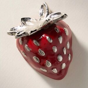 ANTHROPOLOGIE NWT delice bottle opener -strawberry -red/silver